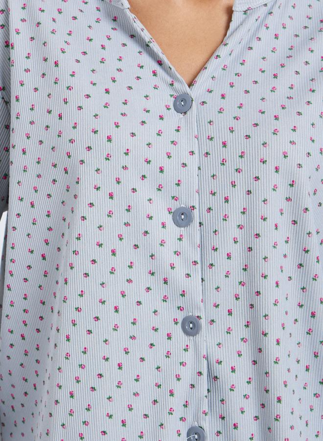 Styli Ditsy Print Top and Pyjama Set - Image 3